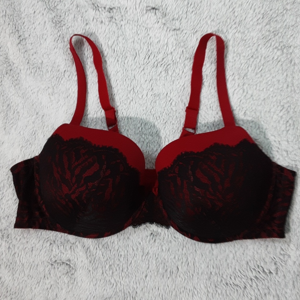 TORRID Women's Bra Underwire Red And Black PUSH UP Lace Bra. Size 46DD. - Picture 3 of 12